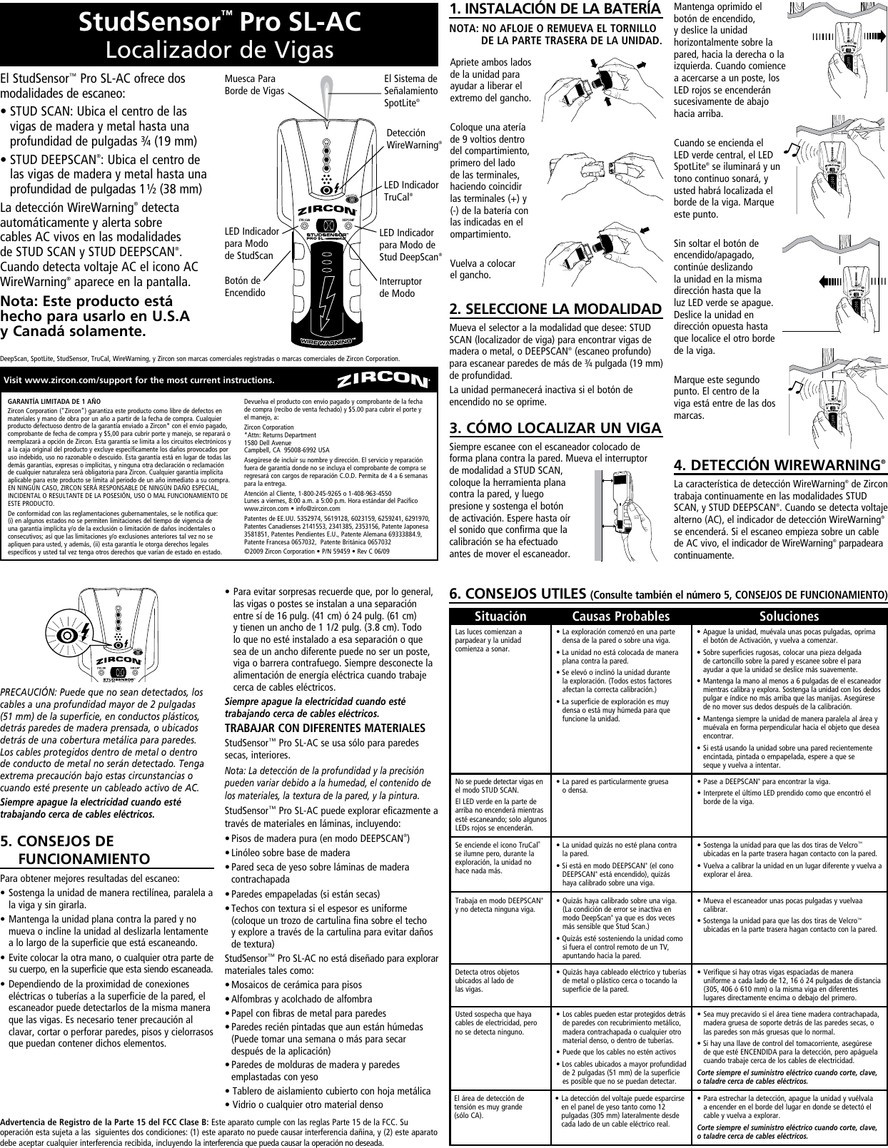 Page 2 of 3 - Zircon Zircon-Studsensor-Pro-Sl-Ac-Owner-S-Manual