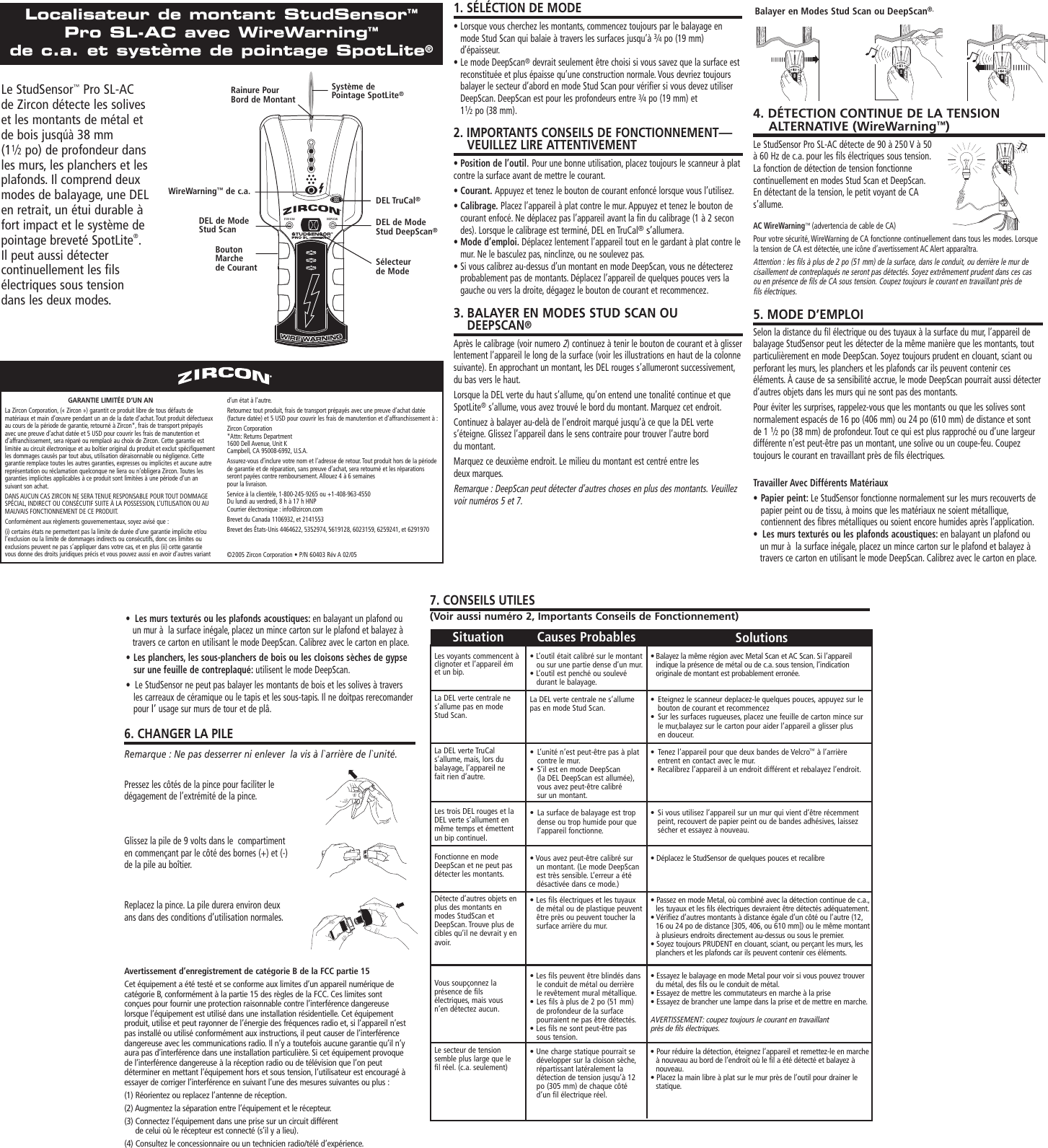 Page 3 of 3 - Zircon Zircon-Studsensor-Pro-Sl-Ac-Owner-S-Manual