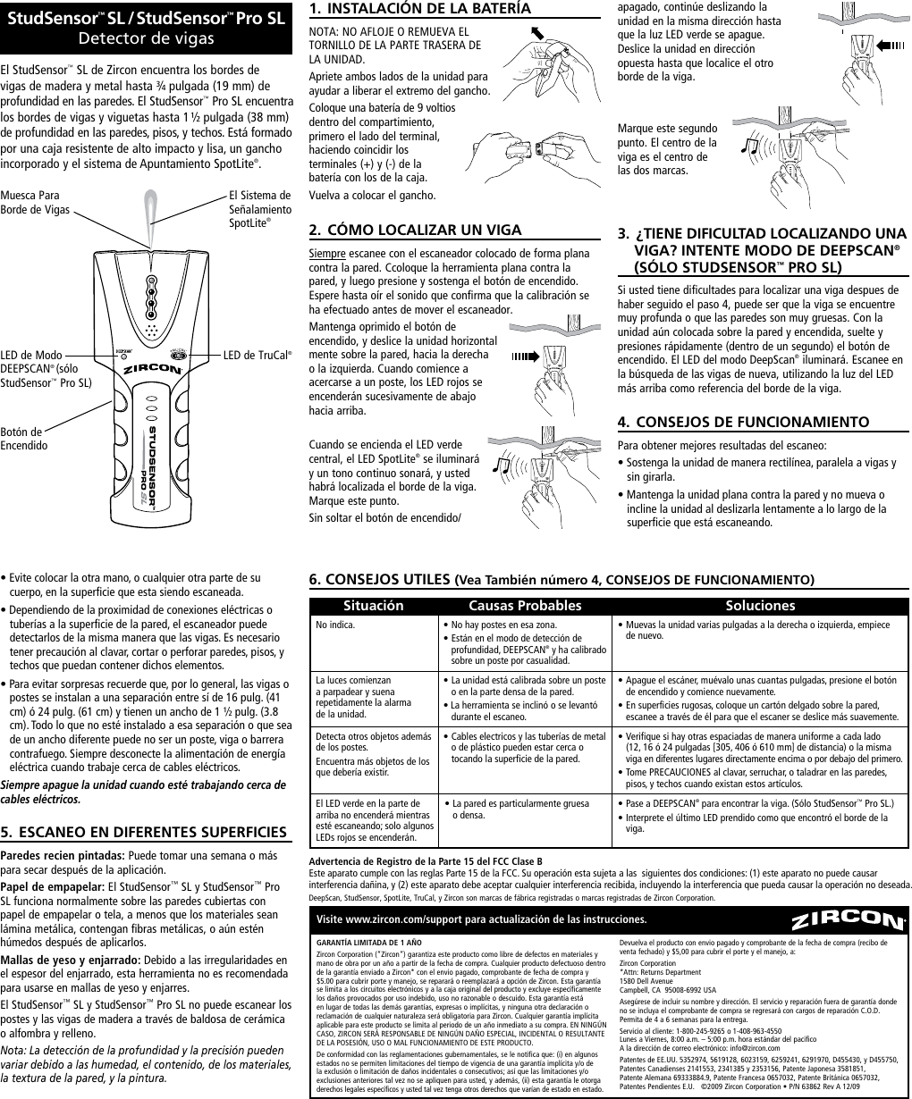 Page 2 of 3 - Zircon Zircon-Studsensor-Sl-Owner-S-Manual