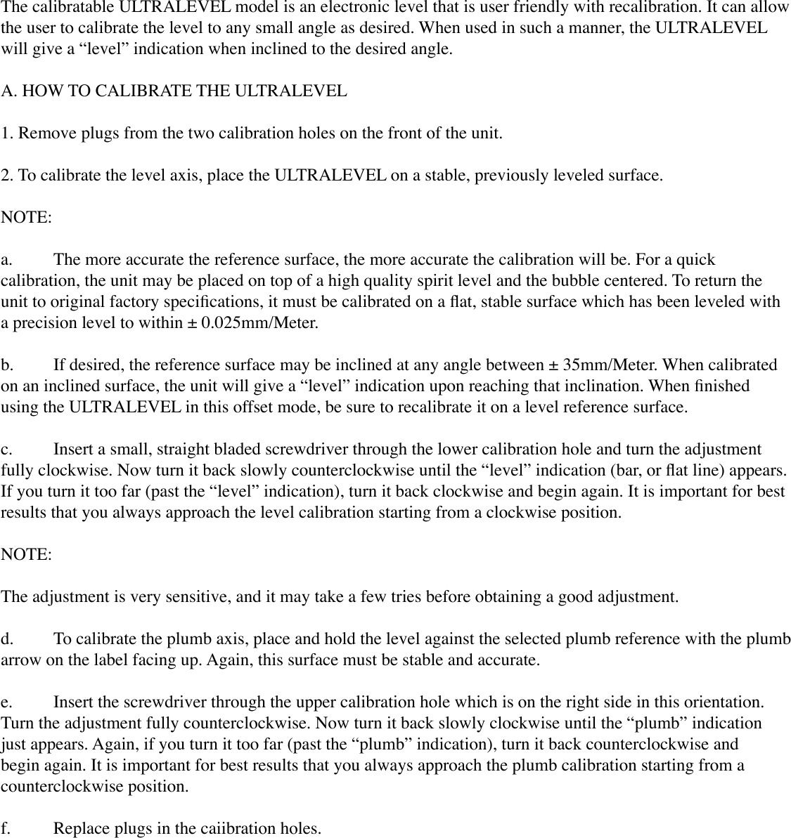 Page 1 of 3 - Zircon Zircon-Ultralevel-Pro-Owner-S-Manual