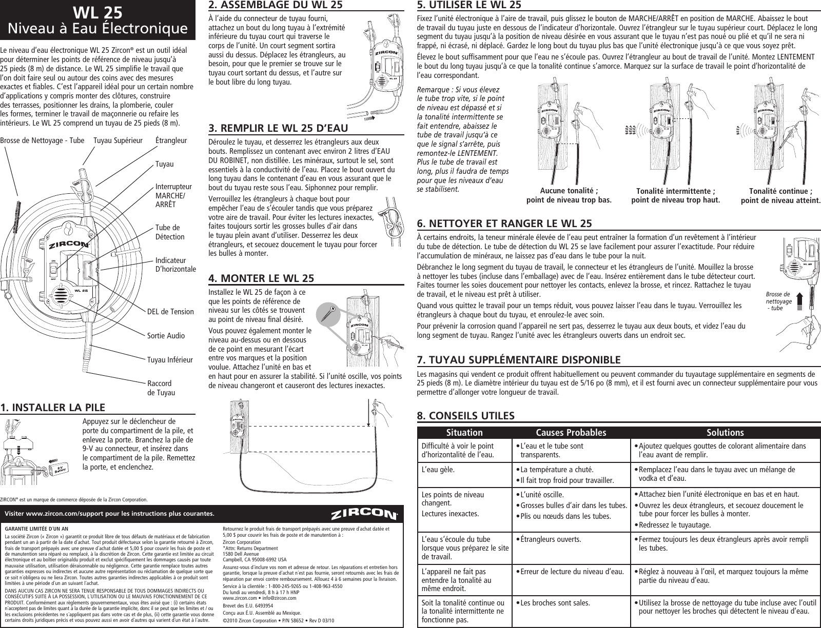 Page 3 of 3 - Zircon Zircon-Wl25-Water-Level-Owner-S-Manual 58753D WL 25 Inst