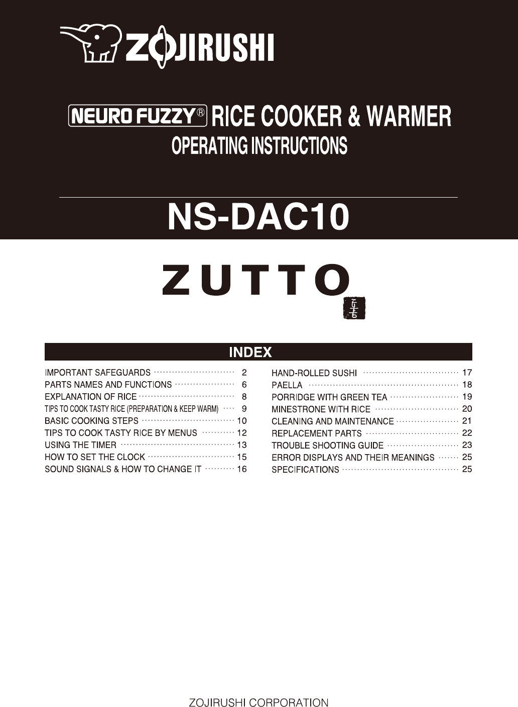 zojirushi rice cooker ns dac10