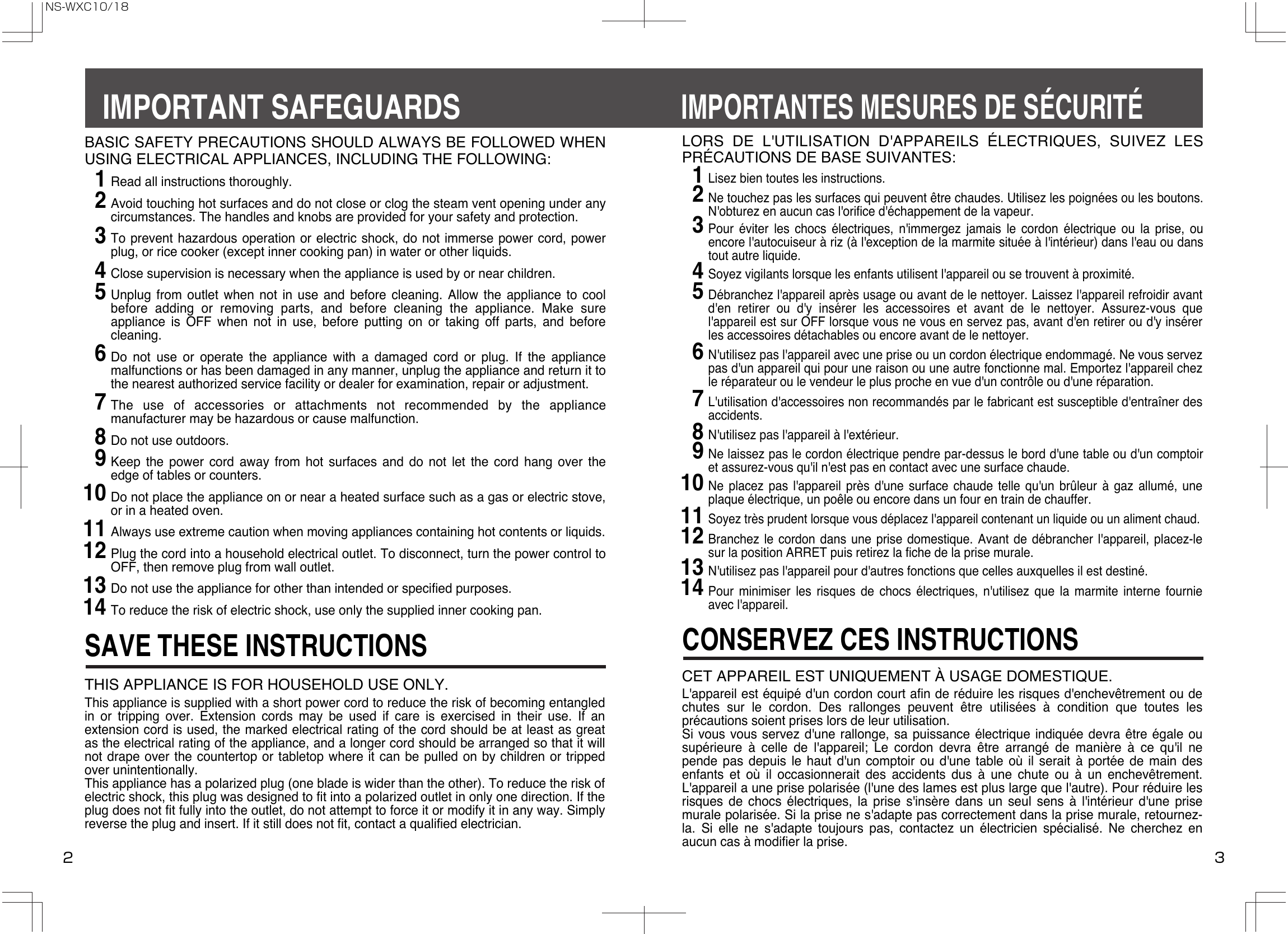 Page 2 of 11 - Zojirushi Zojirushi-Ns-Wxc10-Users-Manual- NS-WXC00  Zojirushi-ns-wxc10-users-manual