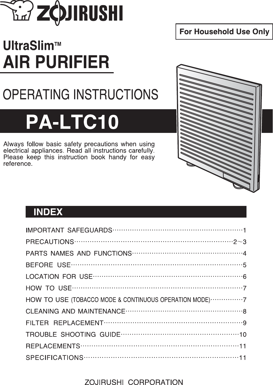 Zojirushi Pa Ltc10 Owner S Manual Cover