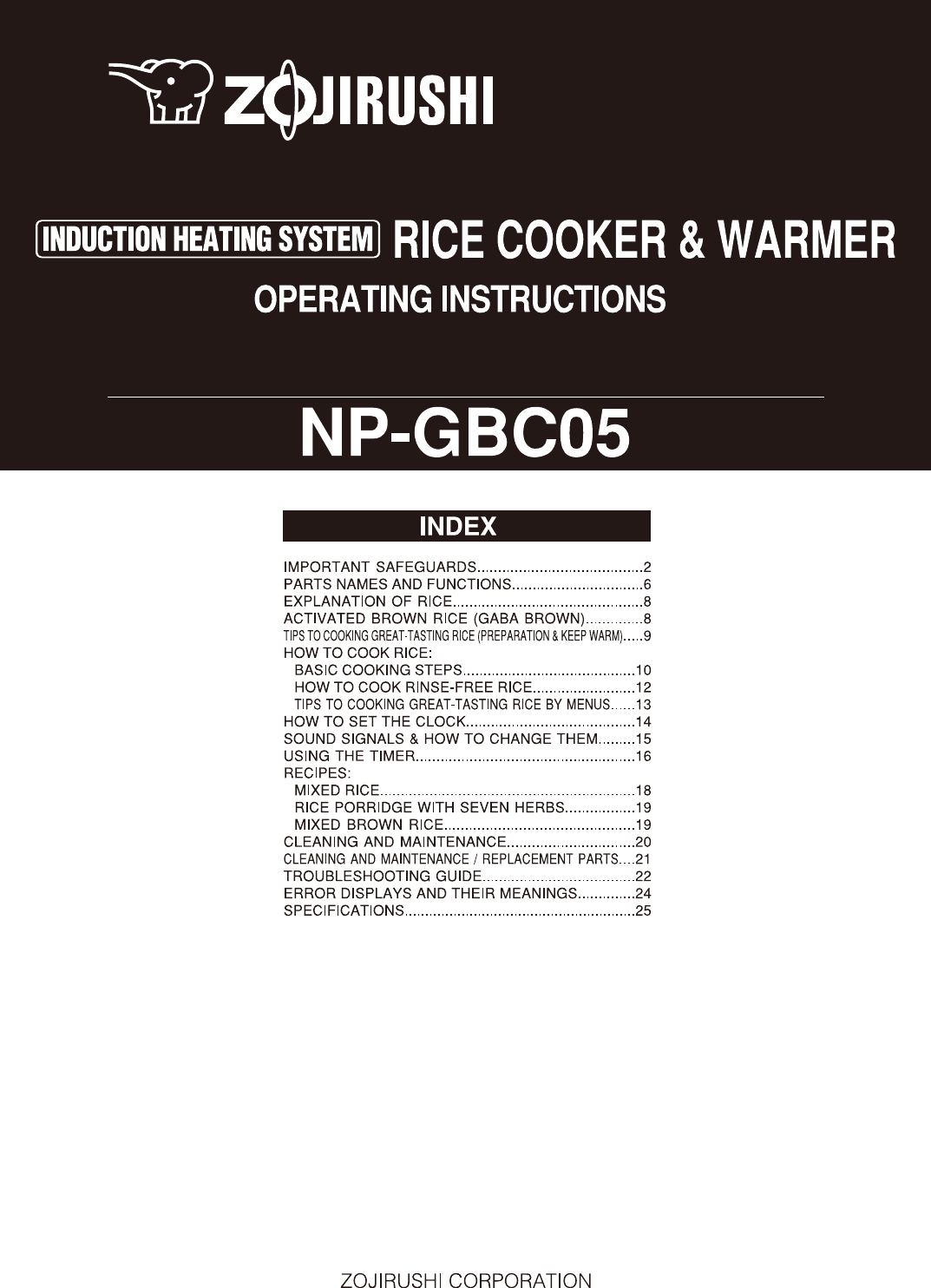 Zojirushi rice cooker manual np gbc05