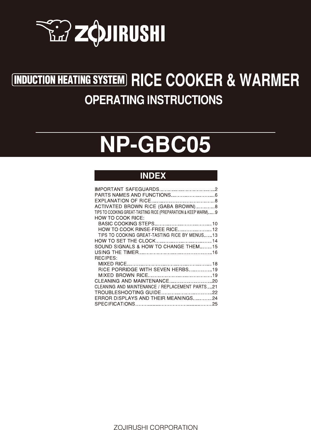 Zojirushi Rice Cooker Np Gbc05 Users Manual