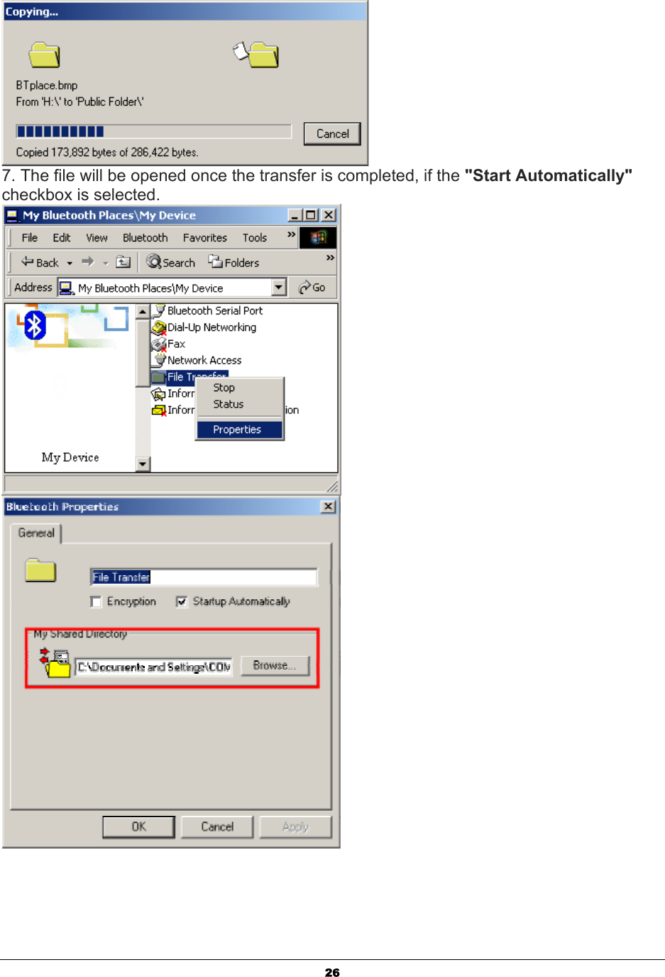   26 7. The file will be opened once the transfer is completed, if the &quot;Start Automatically&quot; checkbox is selected.   