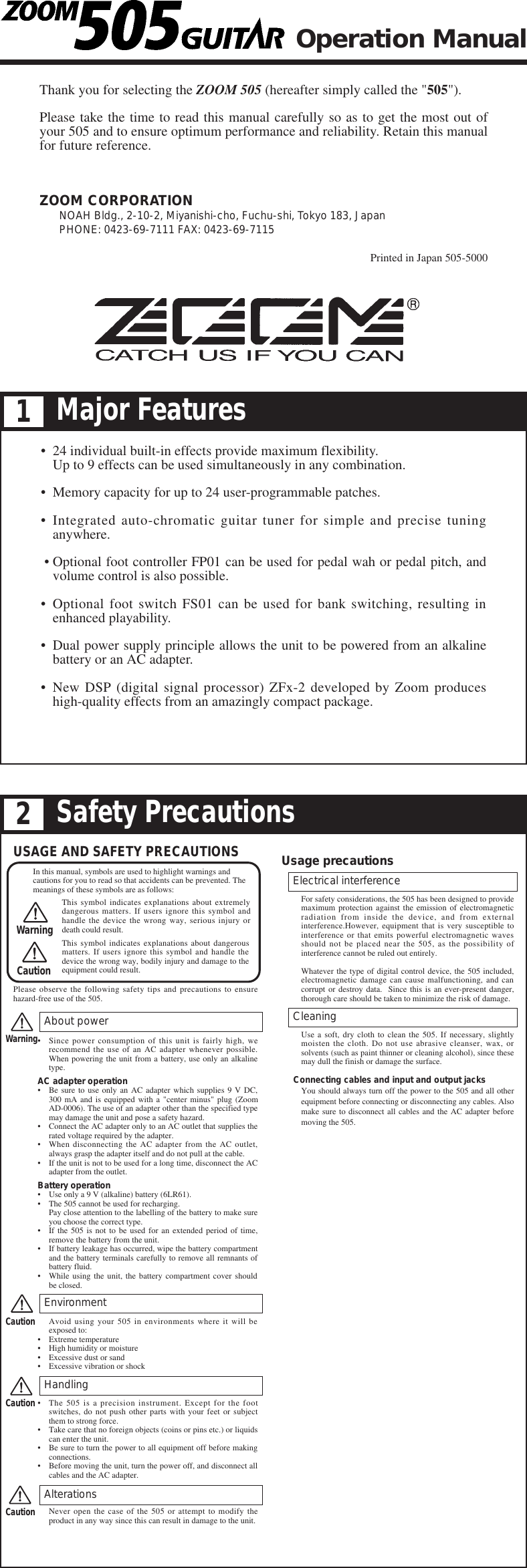 Page 1 of 6 - Zoom Zoom-505-Users-Manual- 505  Zoom-505-users-manual