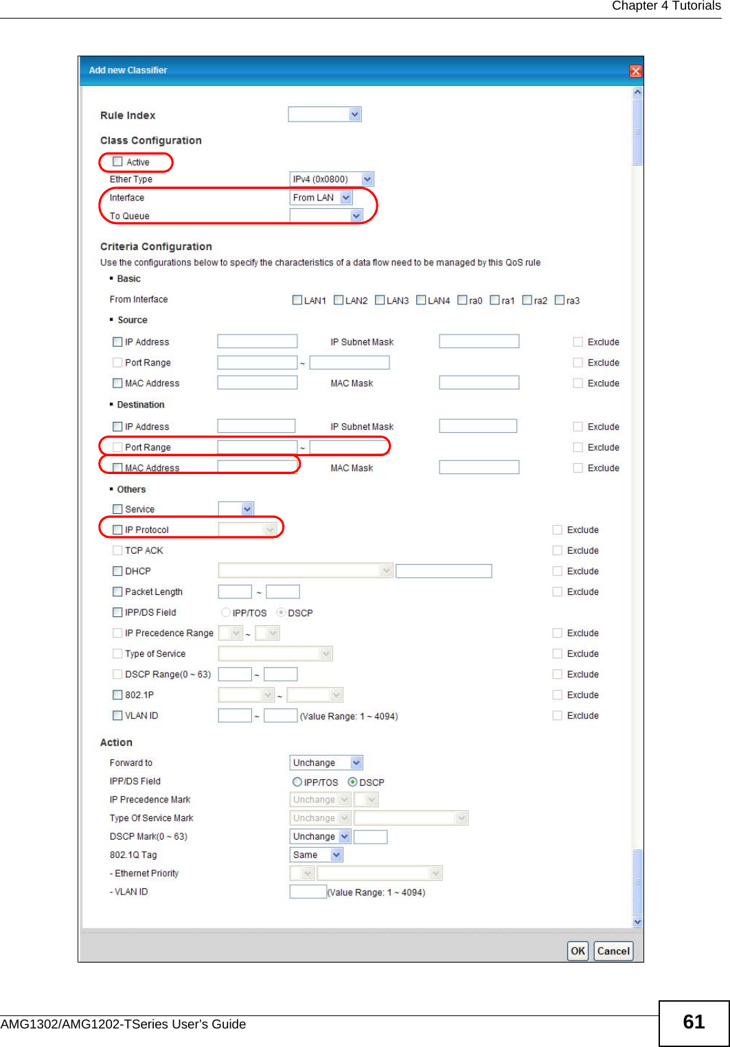  Chapter 4 TutorialsAMG1302/AMG1202-TSeries User’s Guide 61Tutorial: Advanced &gt; QoS &gt; Class Setup