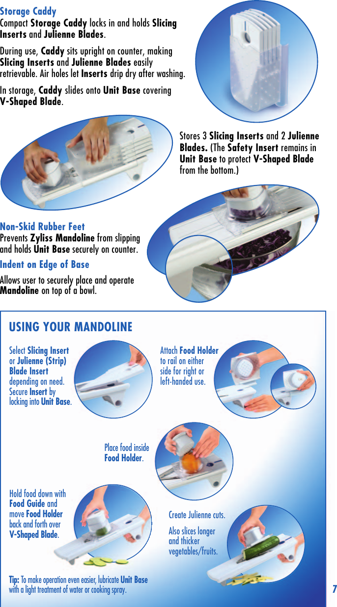 Page 7 of 12 - Zyliss Zyliss-Easyslice-Mandoline-Users-Manual-  Zyliss-easyslice-mandoline-users-manual