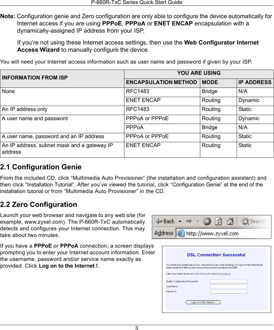 Page 3 of 9 - Zyxel Zyxel-Adsl2-Access-Router-P-660R-T1-V2-Users-Manual- P-660R-TxC_QSG_v3-40_2006-1  Zyxel-adsl2-access-router-p-660r-t1-v2-users-manual
