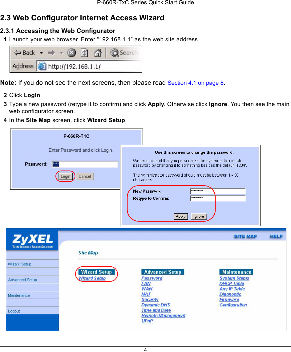 Page 4 of 9 - Zyxel Zyxel-Adsl2-Access-Router-P-660R-T1-V2-Users-Manual- P-660R-TxC_QSG_v3-40_2006-1  Zyxel-adsl2-access-router-p-660r-t1-v2-users-manual