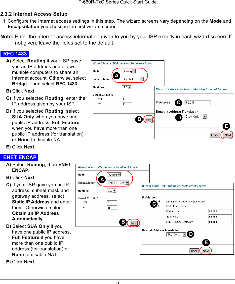 Page 5 of 9 - Zyxel Zyxel-Adsl2-Access-Router-P-660R-T1-V2-Users-Manual- P-660R-TxC_QSG_v3-40_2006-1  Zyxel-adsl2-access-router-p-660r-t1-v2-users-manual
