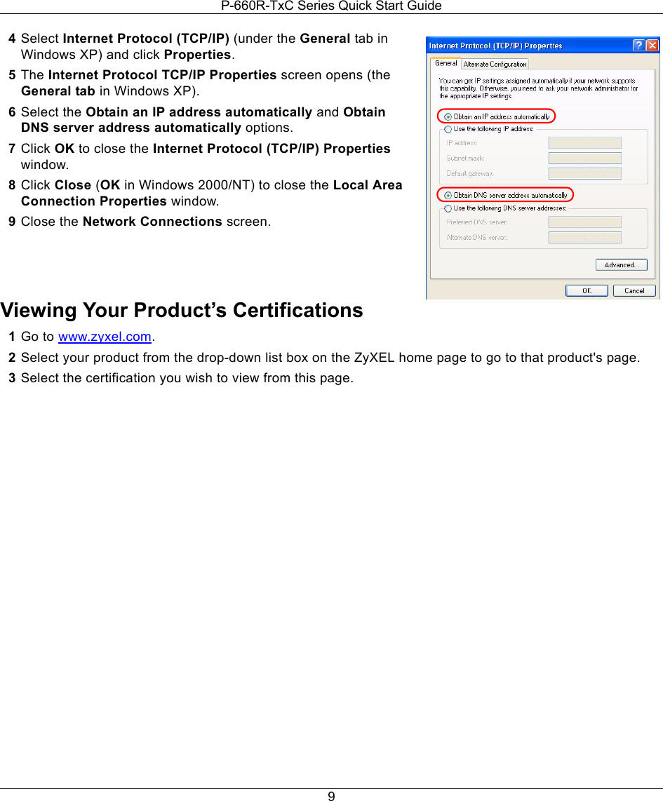 Page 9 of 9 - Zyxel Zyxel-Adsl2-Access-Router-P-660R-T1-V2-Users-Manual- P-660R-TxC_QSG_v3-40_2006-1  Zyxel-adsl2-access-router-p-660r-t1-v2-users-manual