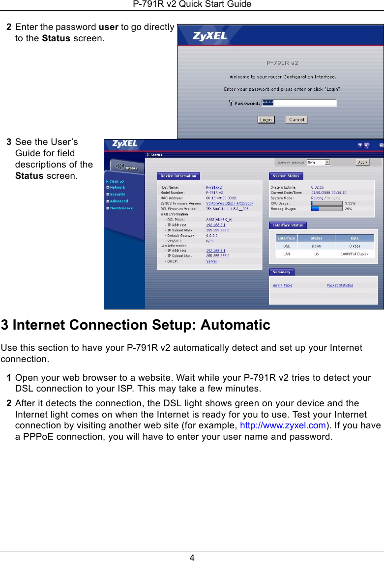 Page 4 of 8 - Zyxel Zyxel-G-Shdsl-Bis-Router-P-791R-V2-Users-Manual- P-791R-v2_QSG_v3-40_Ed1_2007-4  Zyxel-g-shdsl-bis-router-p-791r-v2-users-manual