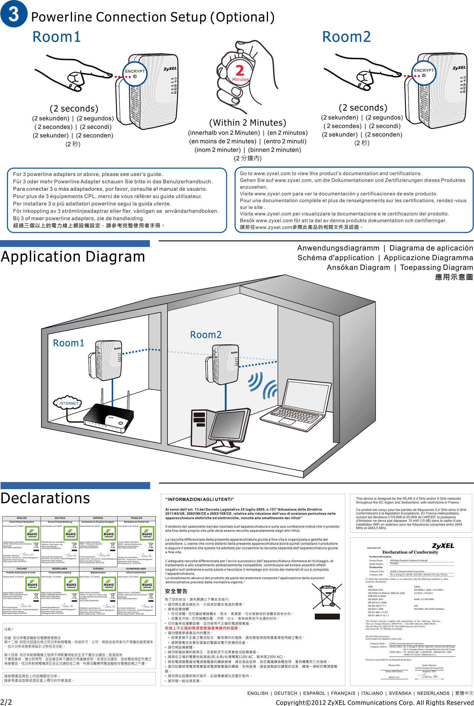 Page 2 of 2 - Zyxel Zyxel-Pla4231-Quick-Start-Guide PLA4231_QSG_v1_ed1_2012-11-29_-5