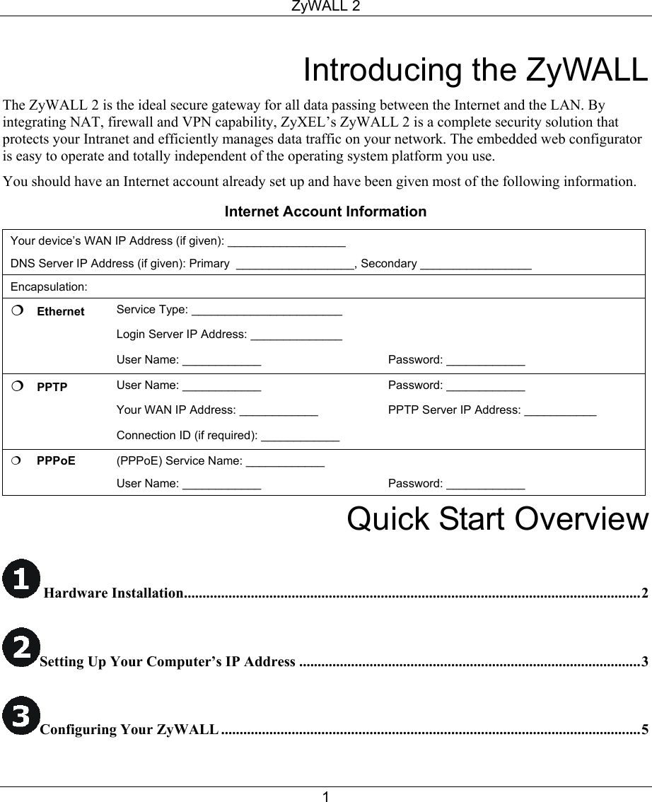 Page 2 of 10 - Zyxel Zyxel-Zyxel-Zywall-2-Users-Manual- This Is The Pag  For Word To FrameMaker Conversion Zyxel-zyxel-zywall-2-users-manual