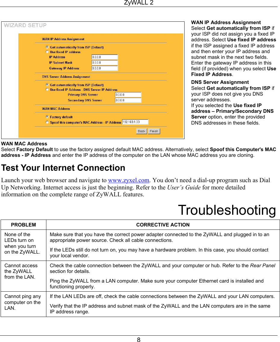 Page 9 of 10 - Zyxel Zyxel-Zyxel-Zywall-2-Users-Manual- This Is The Pag  For Word To FrameMaker Conversion Zyxel-zyxel-zywall-2-users-manual