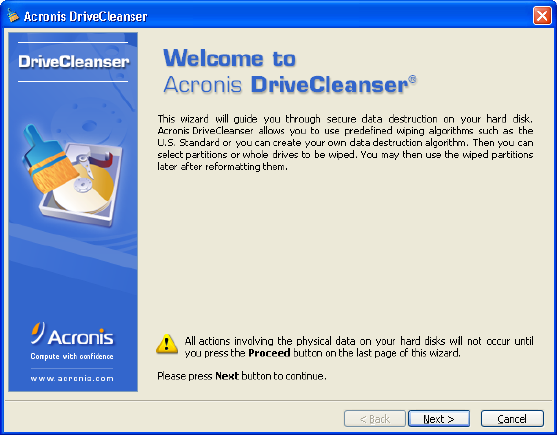 Acronis drivecleanser что это