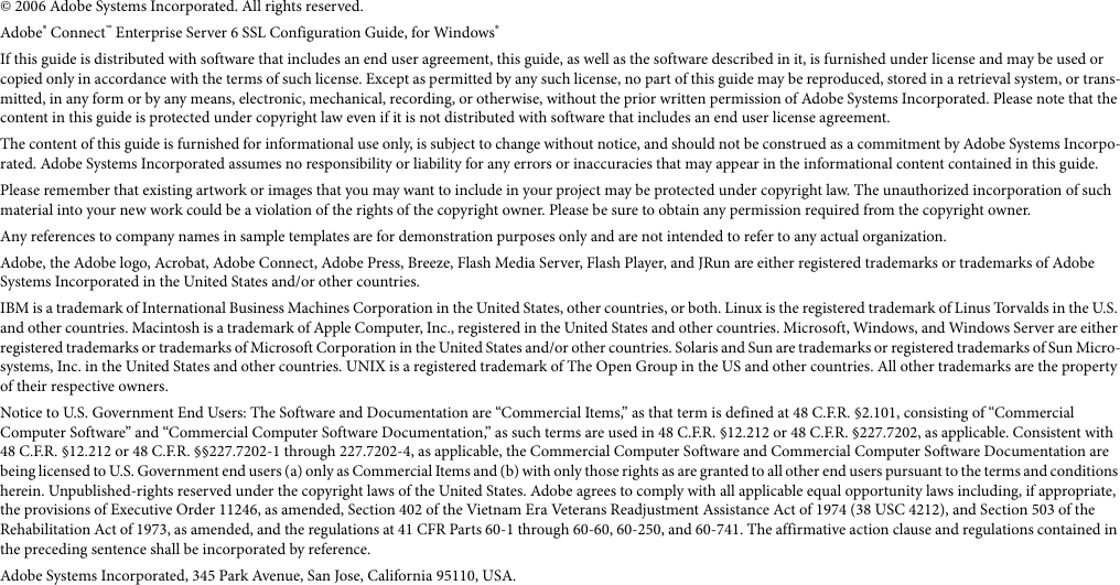 Page 2 of 12 - Adobe Connect Enterprise Server 6 SSL Configuration Guide Entreprise - 6.0 En