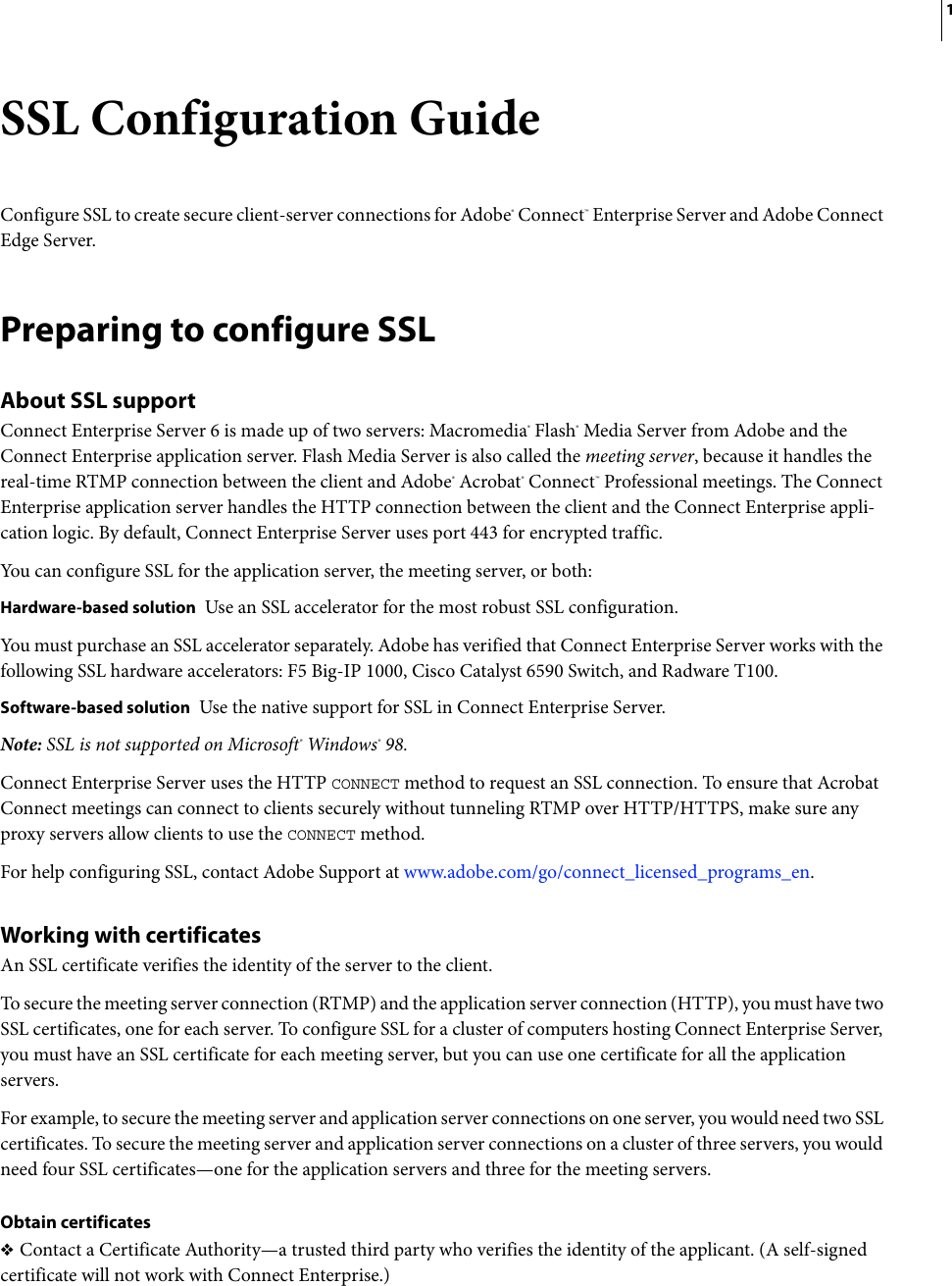 Page 4 of 12 - Adobe Connect Enterprise Server 6 SSL Configuration Guide Entreprise - 6.0 En