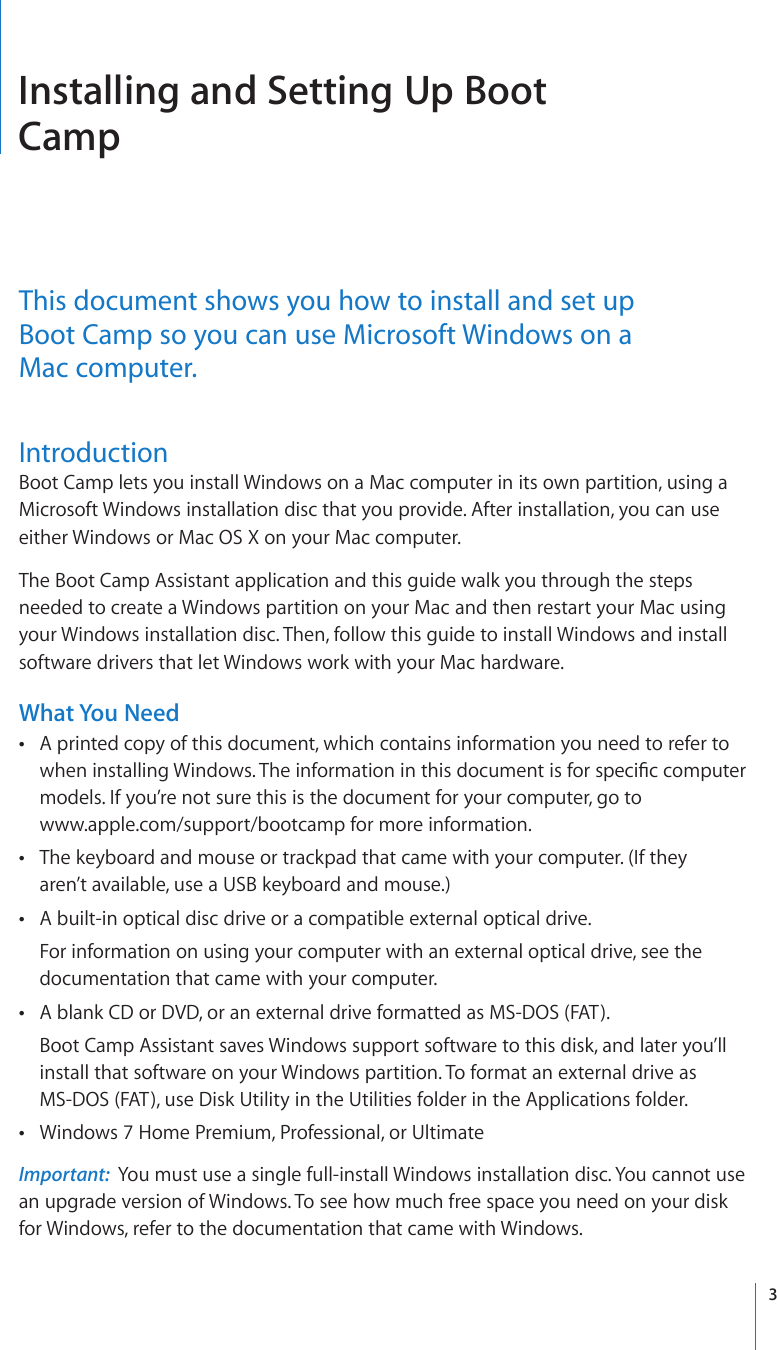 Page 3 of 12 - Apple Boot Camp Installation And Setup Guide - Macbook Air (Late 2010) & Install-Setup Late2010