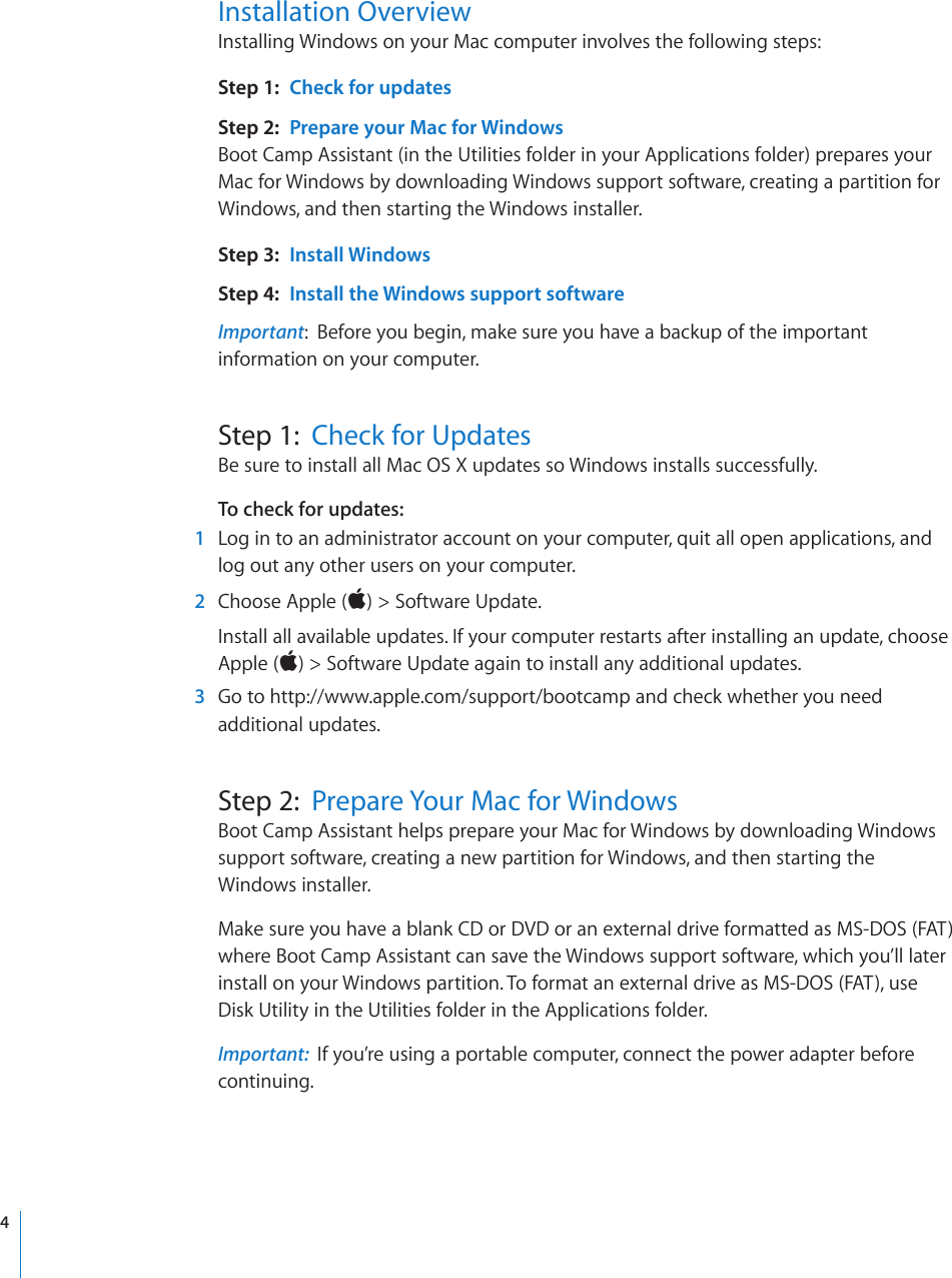 Page 4 of 12 - Apple Boot Camp Installation And Setup Guide - Macbook Air (Late 2010) & Install-Setup Late2010