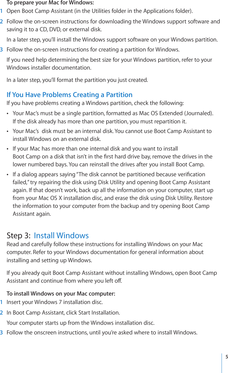 Page 5 of 12 - Apple Boot Camp Installation And Setup Guide - Macbook Air (Late 2010) & Install-Setup Late2010