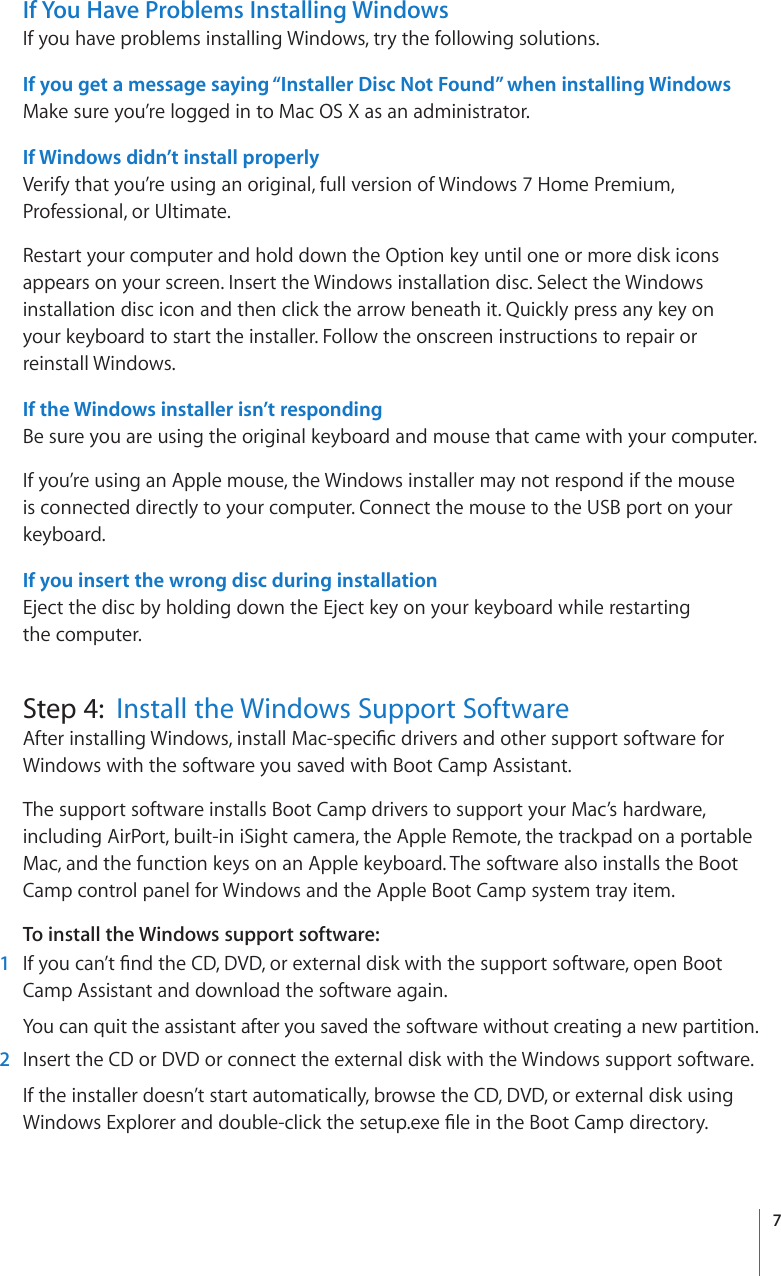 Page 7 of 12 - Apple Boot Camp Installation And Setup Guide - Macbook Air (Late 2010) & Install-Setup Late2010