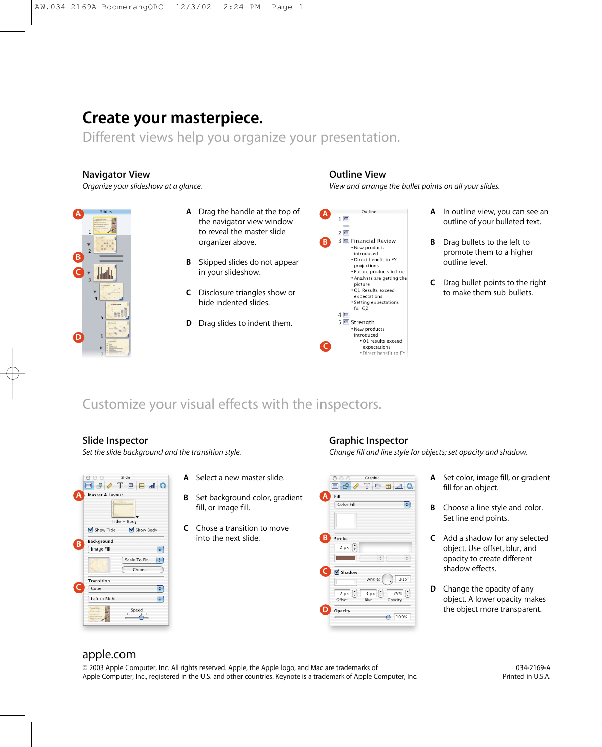 Page 2 of 8 - Apple Keynote Quick Reference (Manual) - Qsg