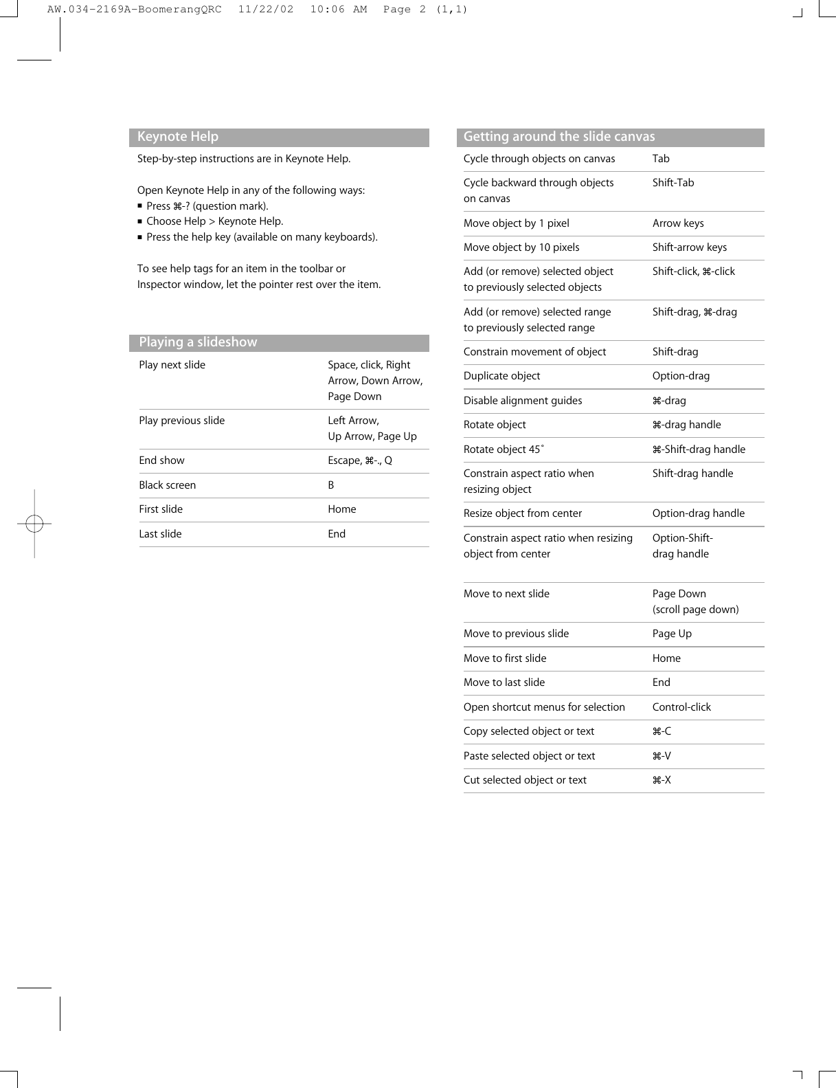 Page 5 of 8 - Apple Keynote Quick Reference (Manual) - Qsg