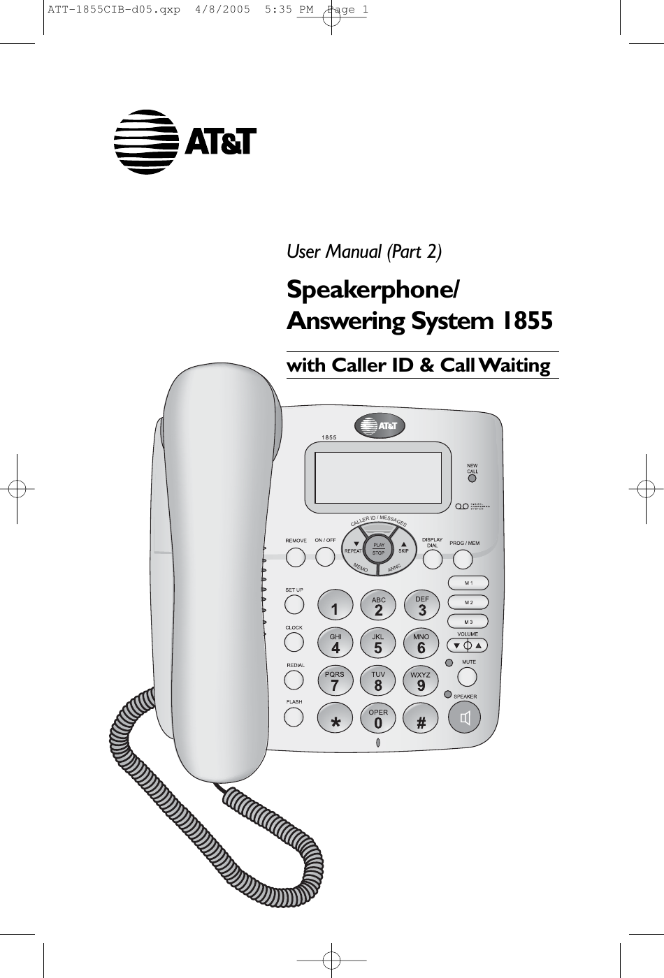 Att Speakerphoneansweringsystem1855 1855CIB d05 User Manual 140a7dd4