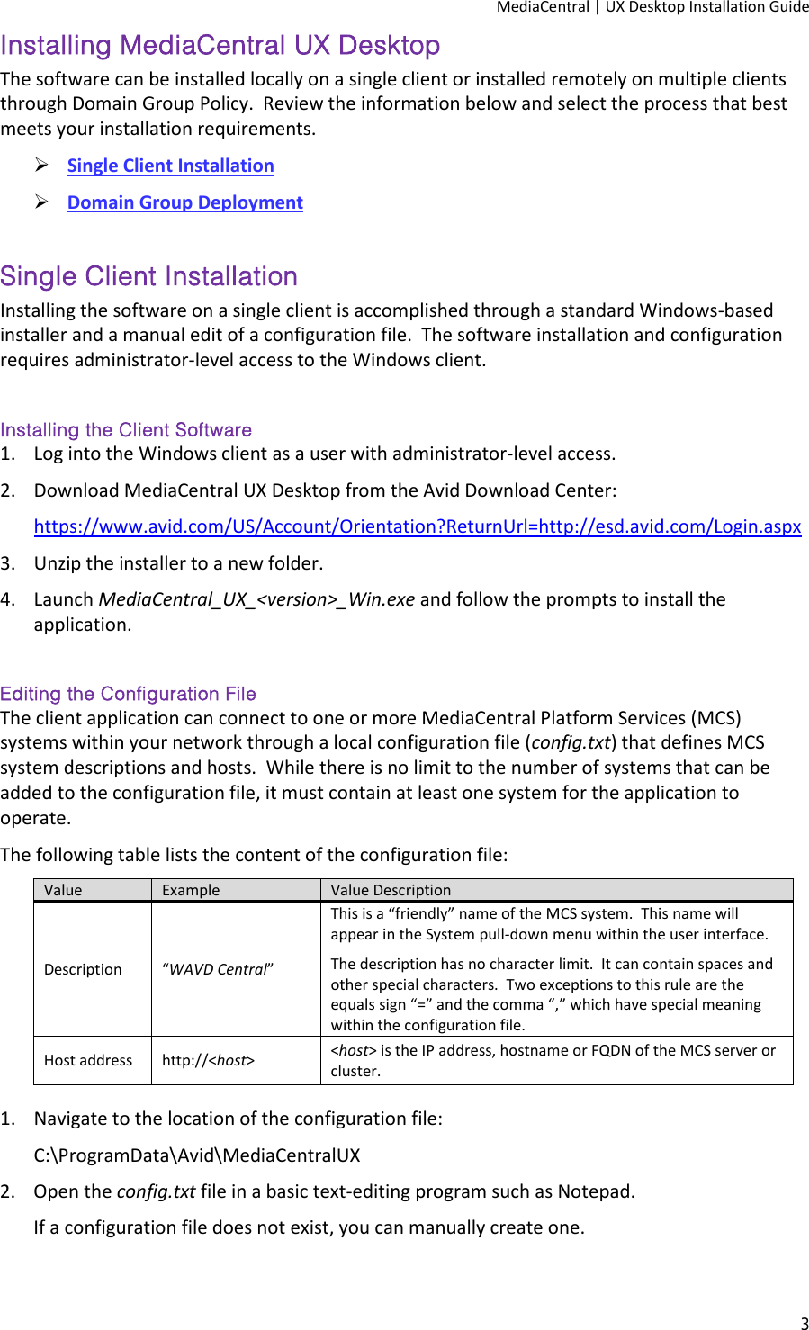 Page 3 of 10 - Avid Interplay Central Services Installation & Configuration Guide Media UX Desktop - Instruction Manual IG EN