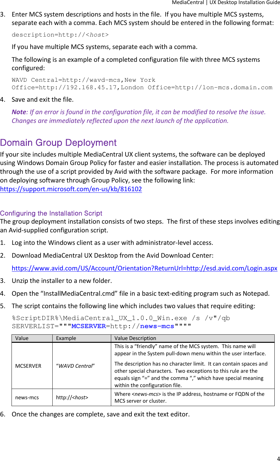 Page 4 of 10 - Avid Interplay Central Services Installation & Configuration Guide Media UX Desktop - Instruction Manual IG EN