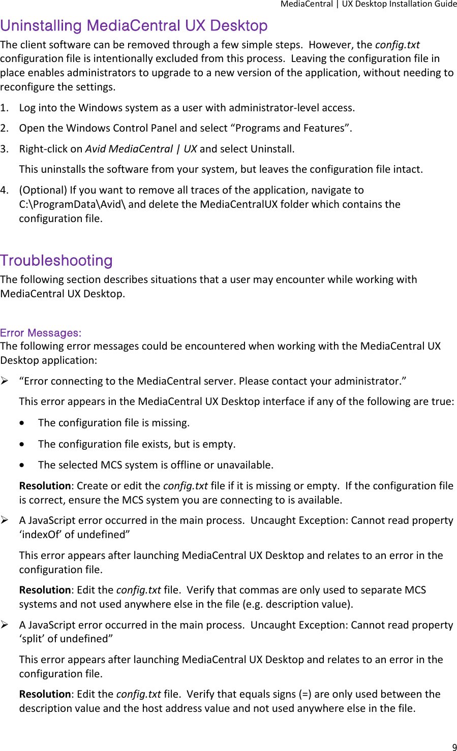 Page 9 of 10 - Avid Interplay Central Services Installation & Configuration Guide Media UX Desktop - Instruction Manual IG EN