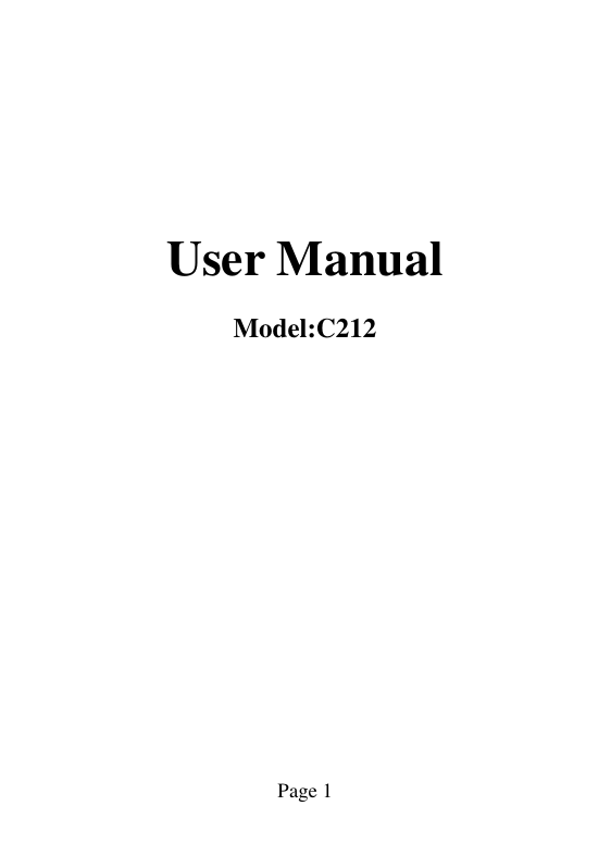  Page 1     User Manual Model:C212