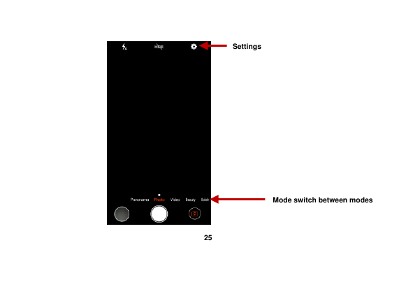   25   Mode switch between modes Settings 