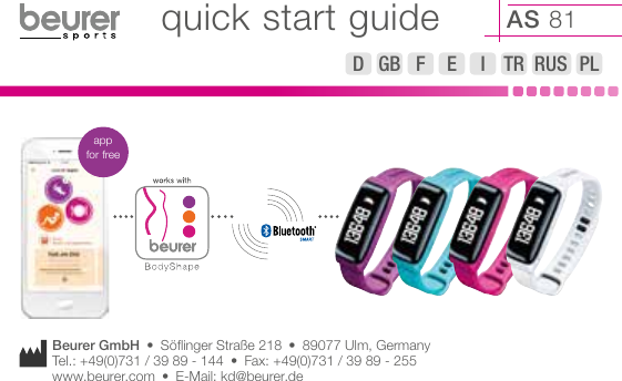 Beurer AS81 Quick Start Guide Qsg Multilang