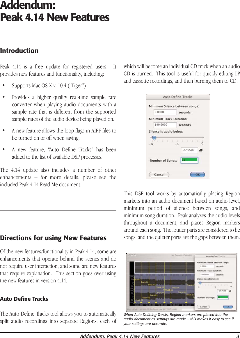 Page 3 of 7 - Bias Peak 4.14 New Feature Addendum - Software User’s Guide UG EN