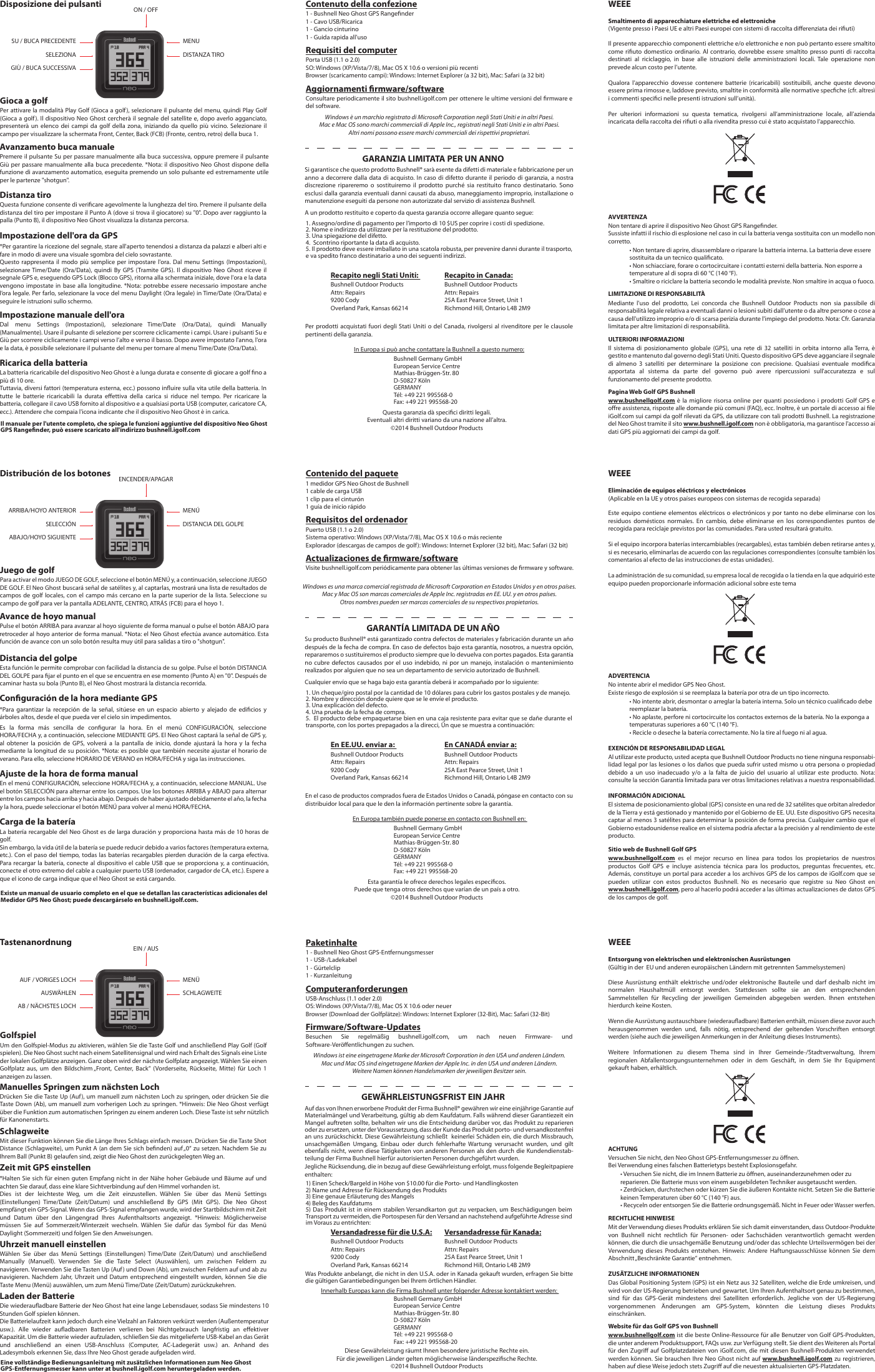 Page 2 of 2 - Bushnell NeoGhostQuickStartGuide_Front Neo Ghost - Quick Start Guide Qsg Ml