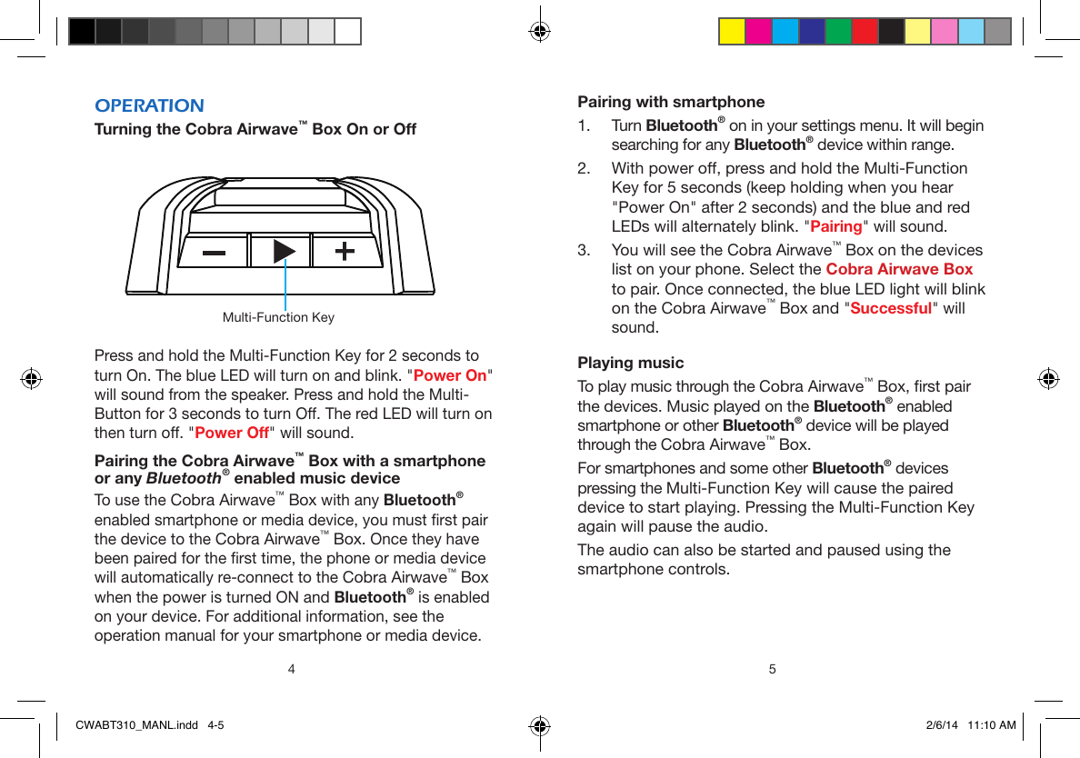 Page 3 of 6 - Cobra  Air Wave Box - Product Information Guide CWABT310 EN