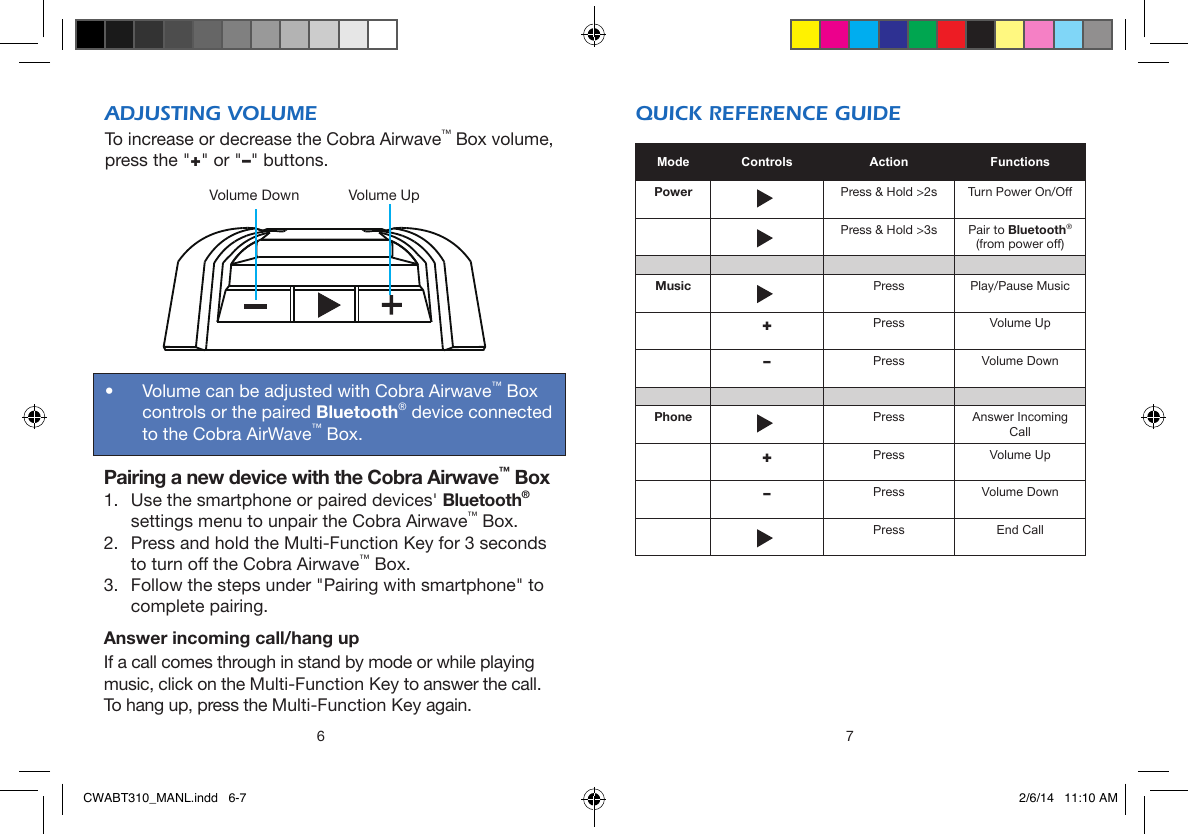 Page 4 of 6 - Cobra  Air Wave Box - Product Information Guide CWABT310 EN