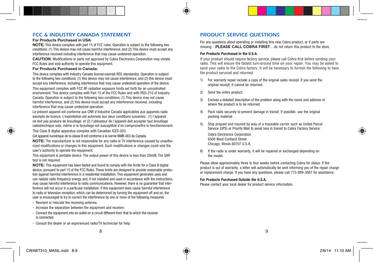 Page 5 of 6 - Cobra  Air Wave Box - Product Information Guide CWABT310 EN