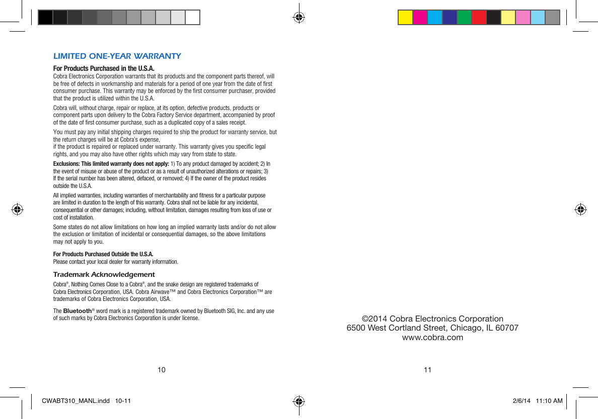 Page 6 of 6 - Cobra  Air Wave Box - Product Information Guide CWABT310 EN