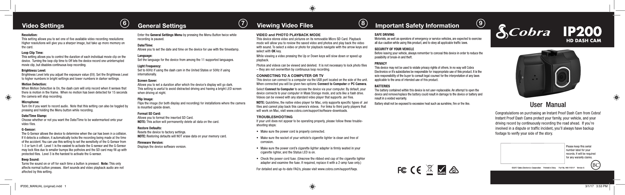 Page 1 of 2 - Cobra  IP200 - Operating Instructions ENG