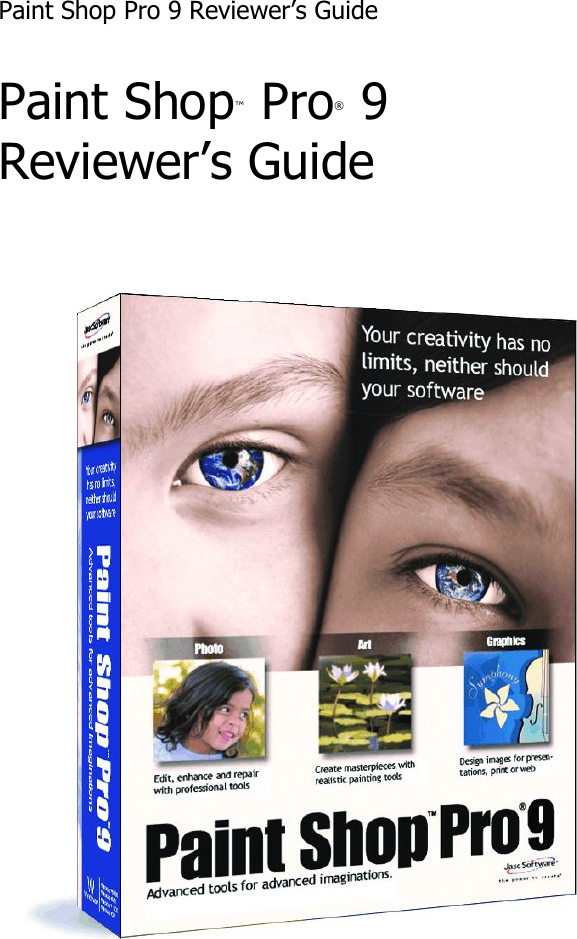 Page 1 of 9 - Corel Paint Shop Pro 9 - 9.0 Reviewer's Guide RG EN
