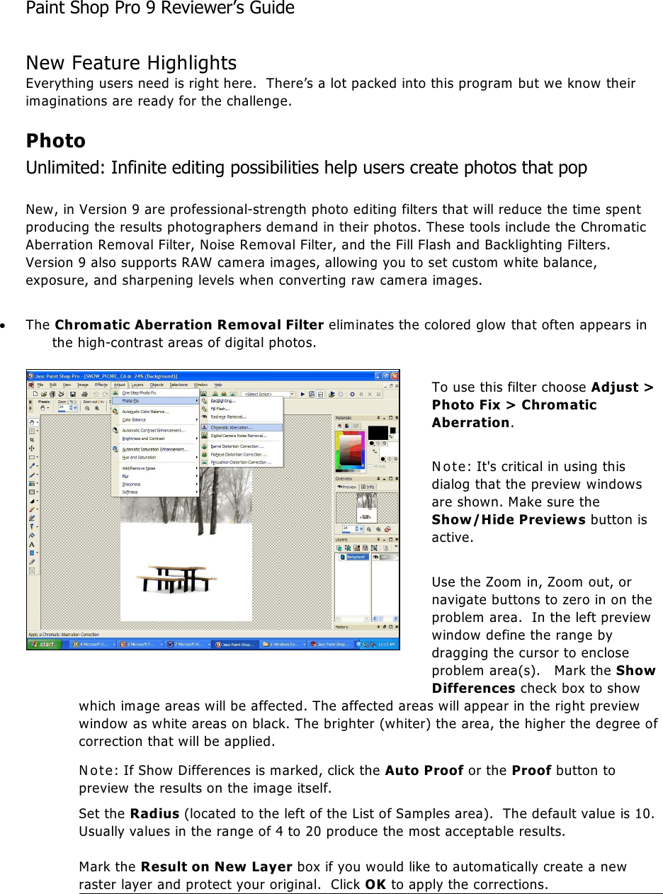 Page 3 of 9 - Corel Paint Shop Pro 9 - 9.0 Reviewer's Guide RG EN