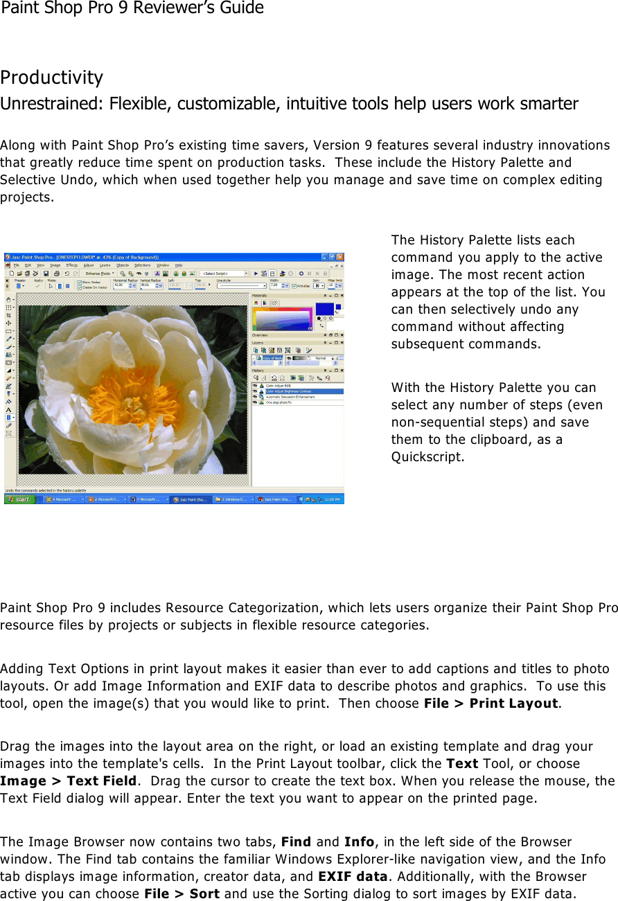 Page 8 of 9 - Corel Paint Shop Pro 9 - 9.0 Reviewer's Guide RG EN