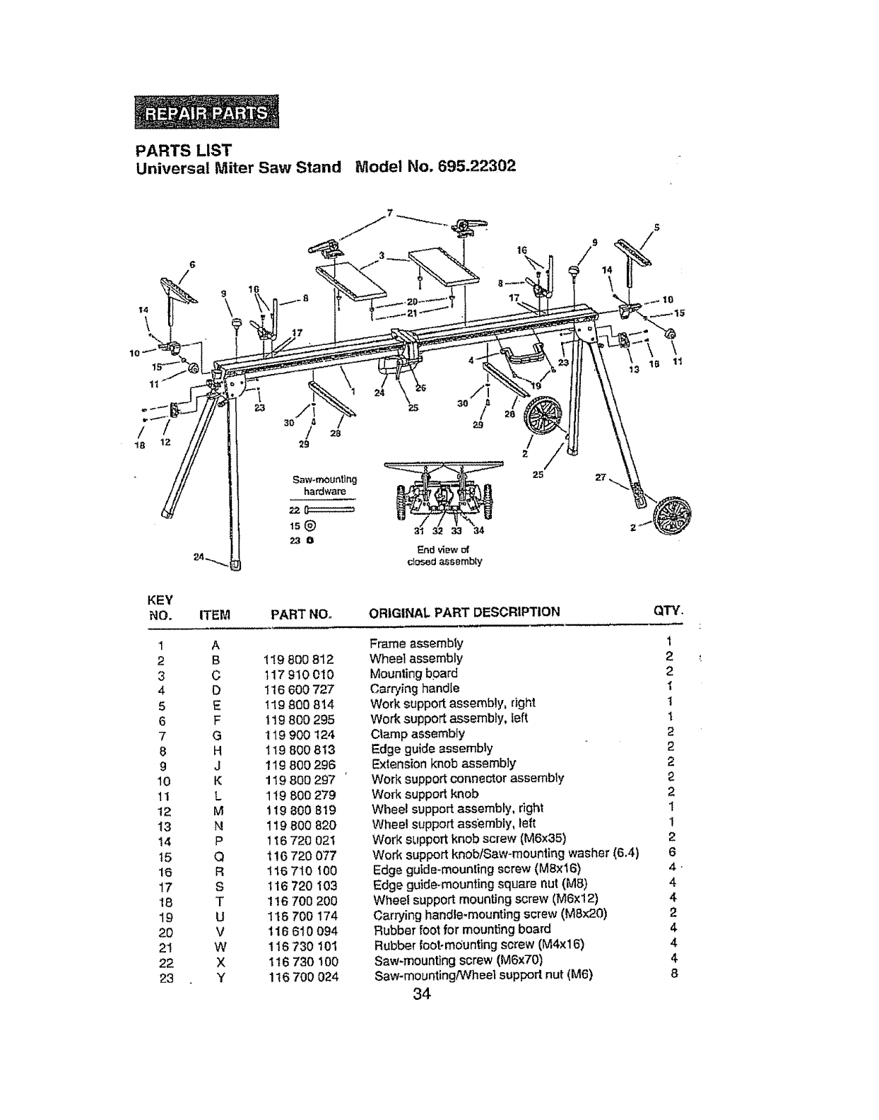 Craftsman 69522302 User Manual MITER SAW STAND Manuals And Guides L0905161