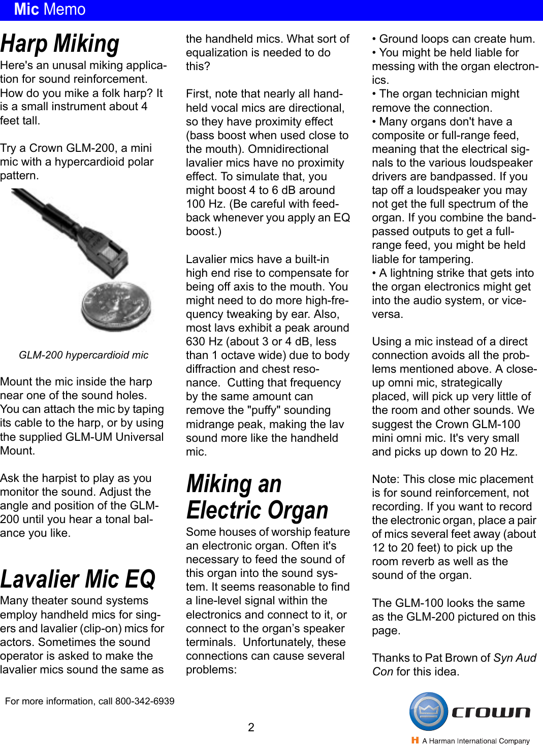 Page 2 of 4 - Crown Cm700 Fall02x User Manual  Aa6114ee-058f-4374-bd10-4512e44809a8